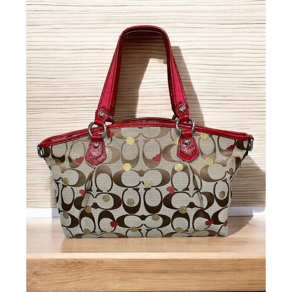 Coach 16295 Poppy Signature Lurex Rocker Secret Admirer Carryall & Wristlet - Picture 3 of 14